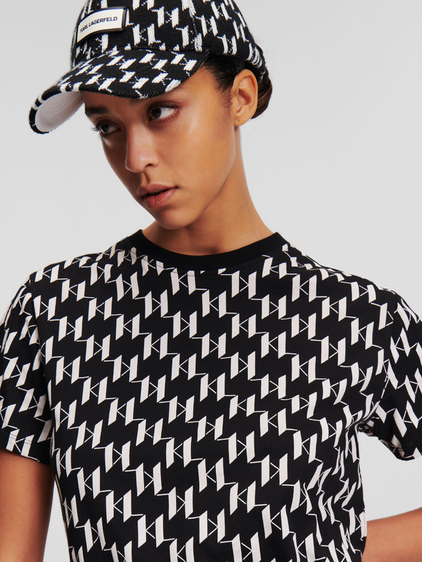 Karl Lagerfeld KARL LAGERFELD Damen T-Shirt mit weißem und schwarzem Monogramm