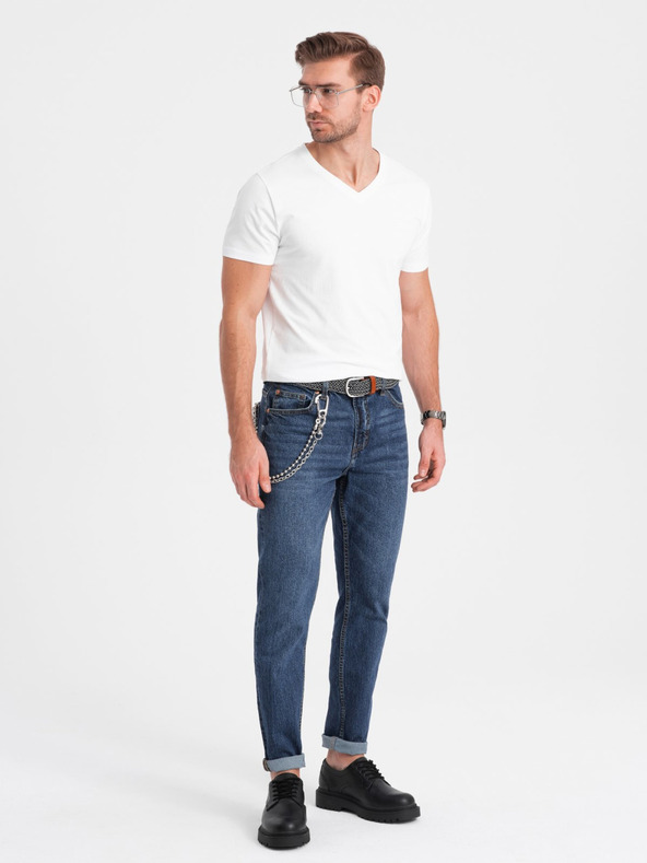 Ombre Clothing Weißes Herren T-Shirt mit V-Ausschnitt Ombre Kleidung