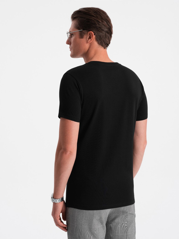 Ombre Clothing Schwarzes Herren-T-Shirt mit V-Ausschnitt Ombre Clothing