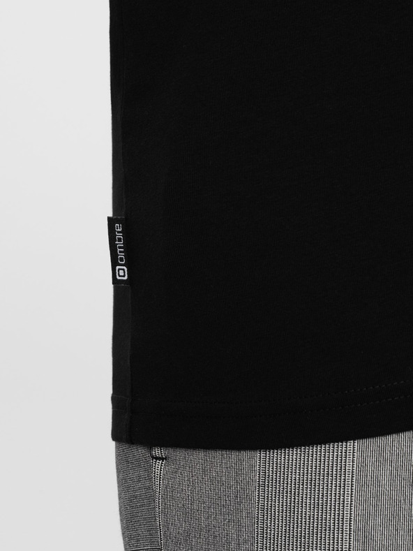 Ombre Clothing Schwarzes Herren-T-Shirt mit V-Ausschnitt Ombre Clothing