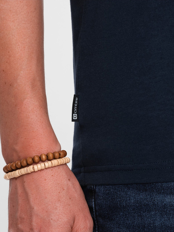 Ombre Clothing Dunkelblaues Herren-T-Shirt mit V-Ausschnitt Ombre Clothing