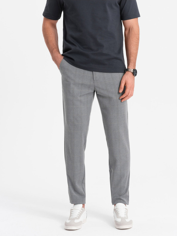 Ombre Clothing Graue karierte Herrenhose Ombre Clothing