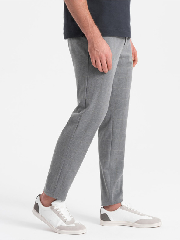 Ombre Clothing Graue karierte Herrenhose Ombre Clothing