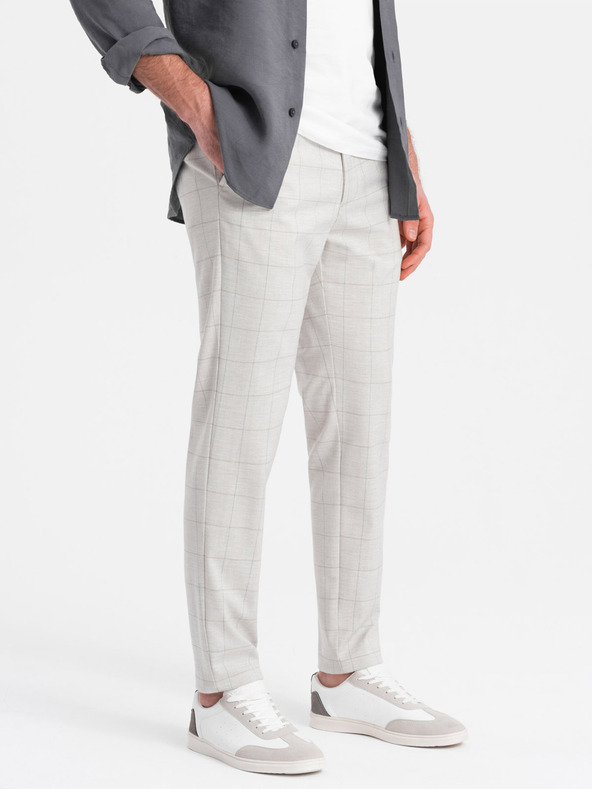 Ombre Clothing Hellgraue karierte Herrenhosen Ombre Kleidung