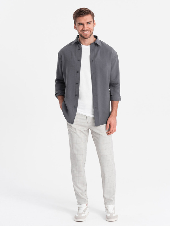 Ombre Clothing Hellgraue karierte Herrenhosen Ombre Kleidung