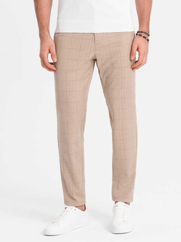 Ombre Clothing Hellbraune Herren-Karohose Ombre Clothing