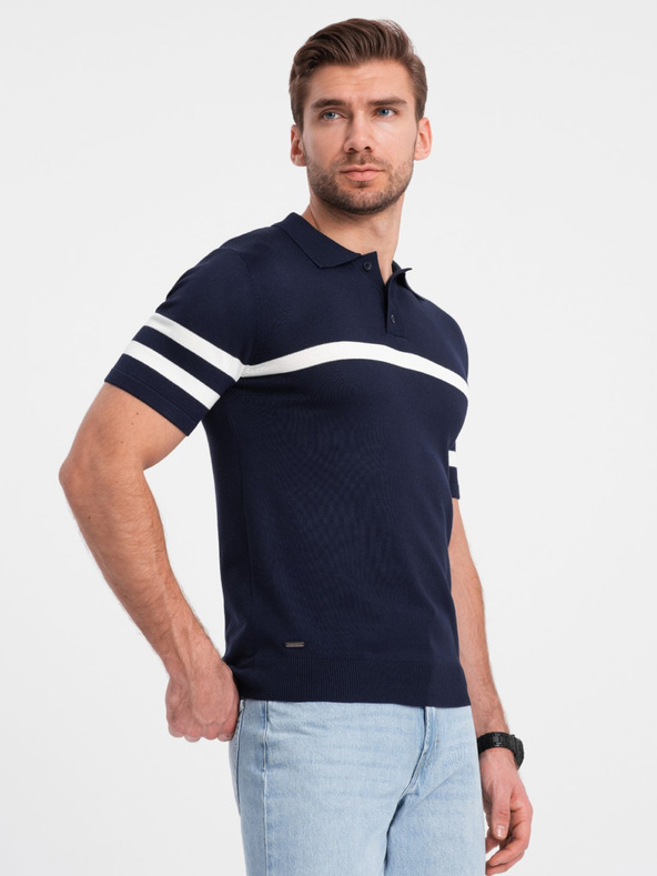 Ombre Clothing Dunkelblaues Herren-Poloshirt Ombre Clothing