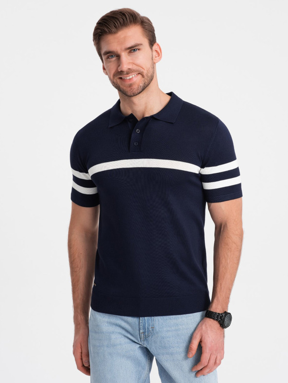 Ombre Clothing Dunkelblaues Herren-Poloshirt Ombre Clothing
