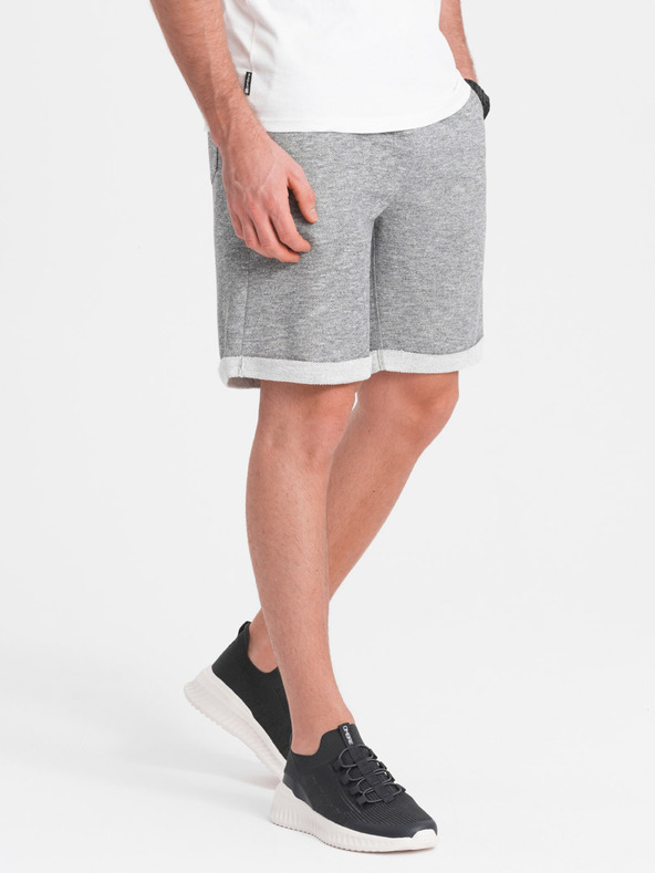 Ombre Clothing Graue gestromte Herren-Shorts Ombre Clothing