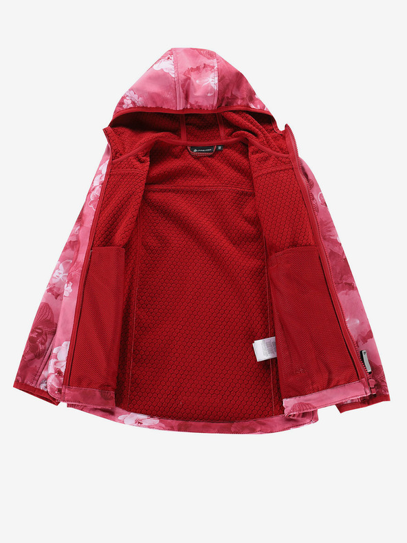 ALPINE PRO Rote gemusterte Kinder-Softshell-Jacke ALPINE PRO HOORO