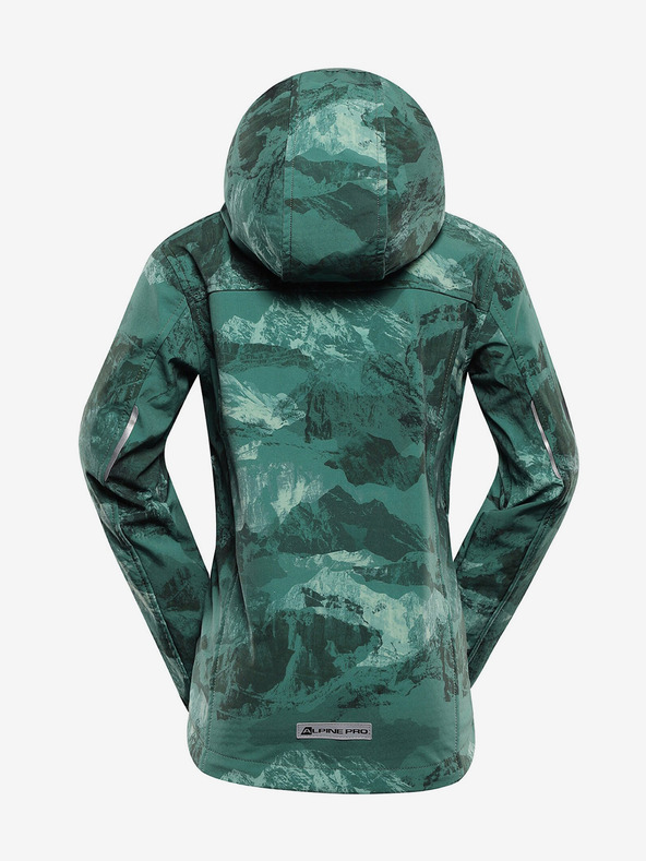 ALPINE PRO Grün gemusterte Kinder-Softshell-Jacke ALPINE PRO HOORO