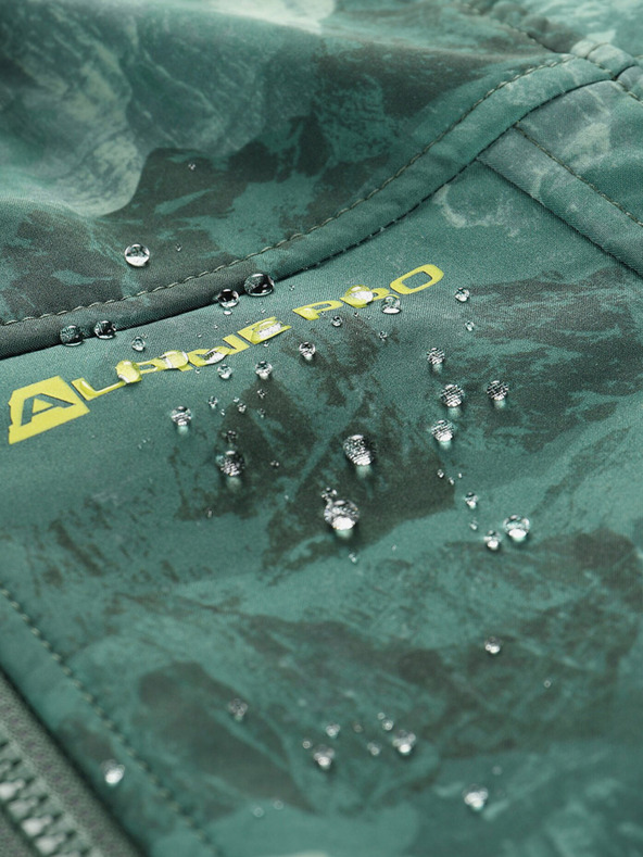 ALPINE PRO Grün gemusterte Kinder-Softshell-Jacke ALPINE PRO HOORO
