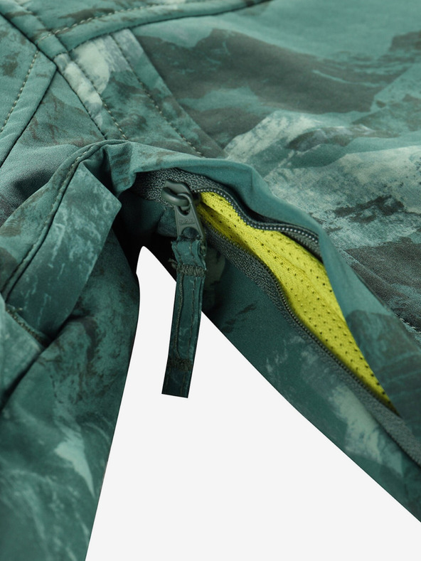 ALPINE PRO Grün gemusterte Kinder-Softshell-Jacke ALPINE PRO HOORO