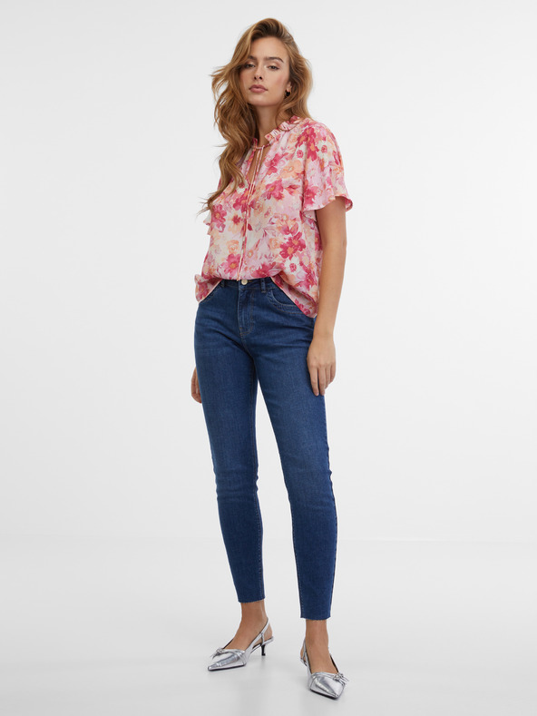 Orsay Rosa Damen-Bluse mit Blumenmuster ORSAY