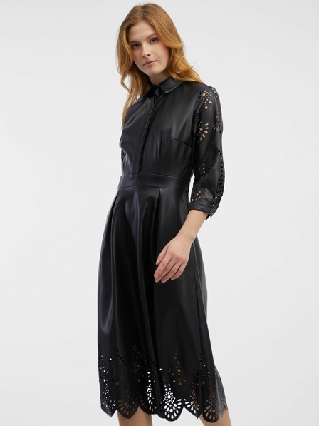 Orsay Schwarzes Damen-Kunstlederkleid ORSAY
