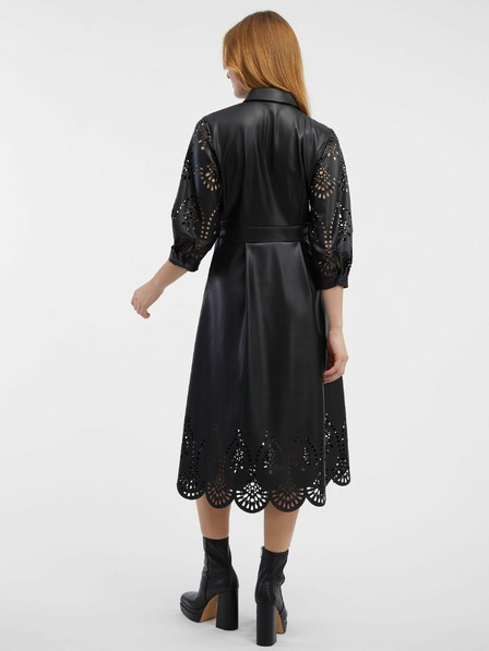 Orsay Schwarzes Damen-Kunstlederkleid ORSAY