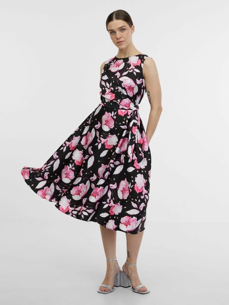 Orsay Rosa und schwarzes Midikleid mit Blumenmuster für Damen ORSAY