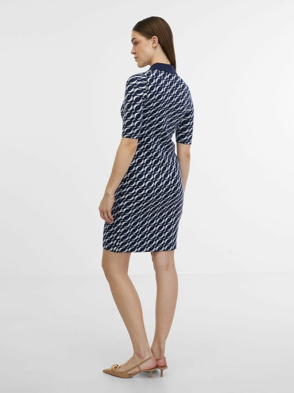 Orsay Dunkelblaues gemustertes Damen-Pulloverkleid ORSAY