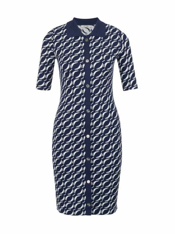 Orsay Dunkelblaues gemustertes Damen-Pulloverkleid ORSAY