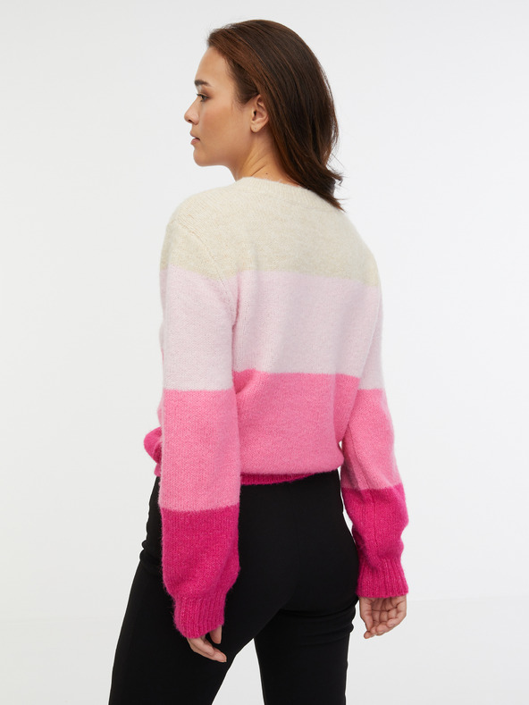 Orsay Beige und rosa gestreifter Damenpullover ORSAY