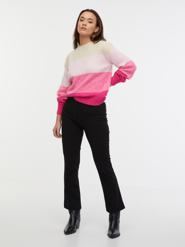 Orsay Beige und rosa gestreifter Damenpullover ORSAY