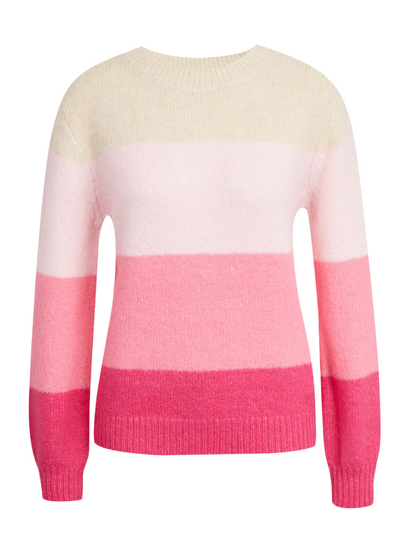 Orsay Beige und rosa gestreifter Damenpullover ORSAY