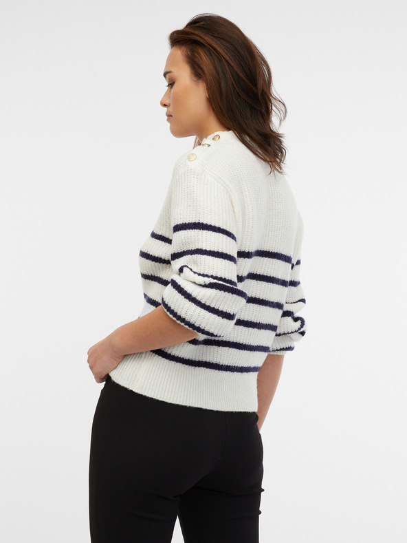 Orsay Cremefarbener gestreifter Damen-Pullover ORSAY