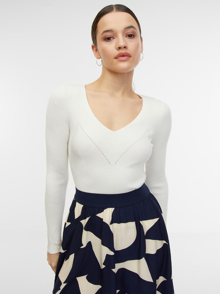 Orsay Weißer Damen Ripppullover ORSAY