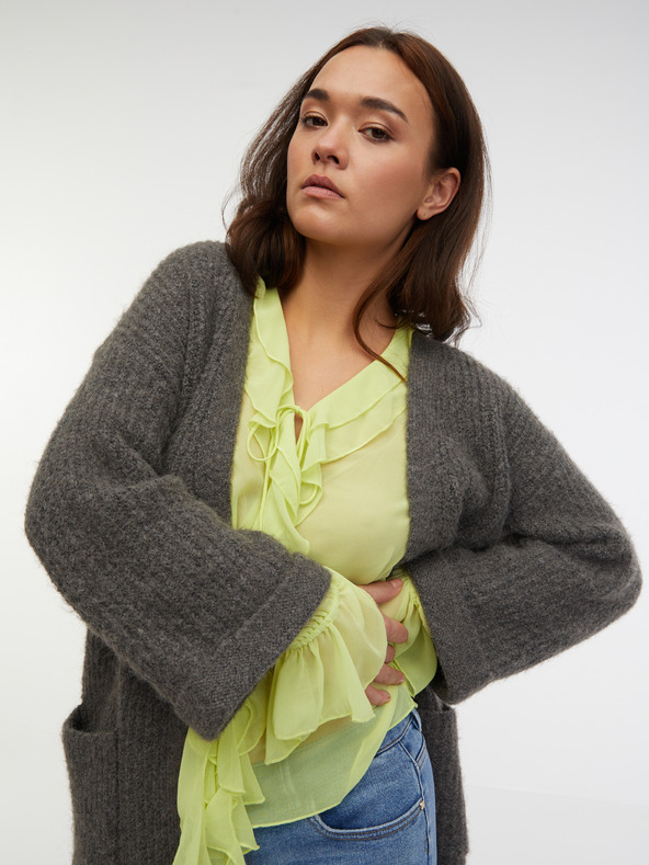 Orsay Dunkelgraue Damen-Strickjacke in Übergröße ORSAY