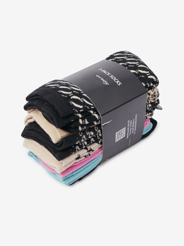 Orsay Set mit sieben Paar Damensocken in Beige und Schwarz ORSAY