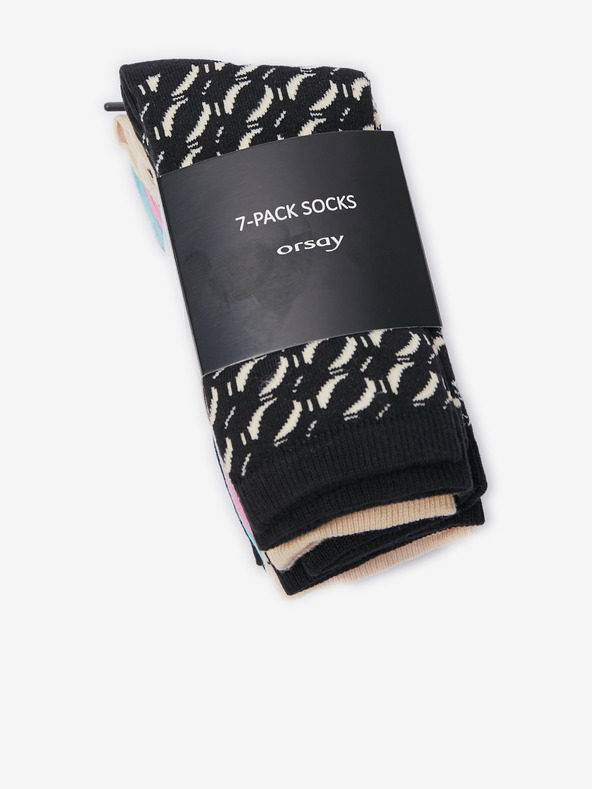 Orsay Set mit sieben Paar Damensocken in Beige und Schwarz ORSAY