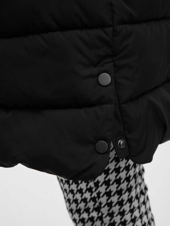 Orsay Schwarzer Damen-Steppmantel mit Kunstpelz ORSAY