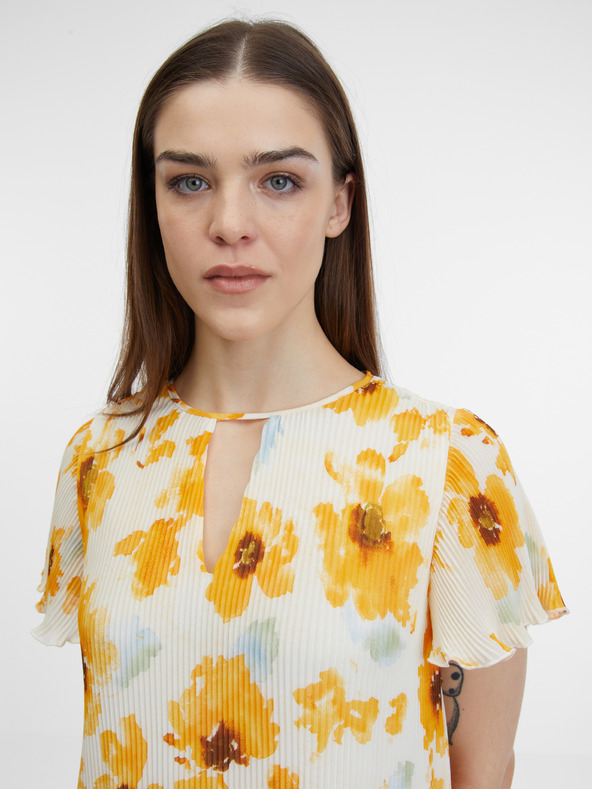 Orsay Gelb-beige Damen-Blumenkleid ORSAY