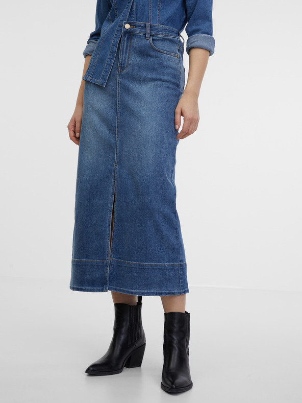 Orsay Blauer Jeans-Midirock Damen ORSAY