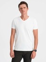 Ombre Clothing Weißes Herren-Basic-T-Shirt mit V-Ausschnitt Ombre Clothing