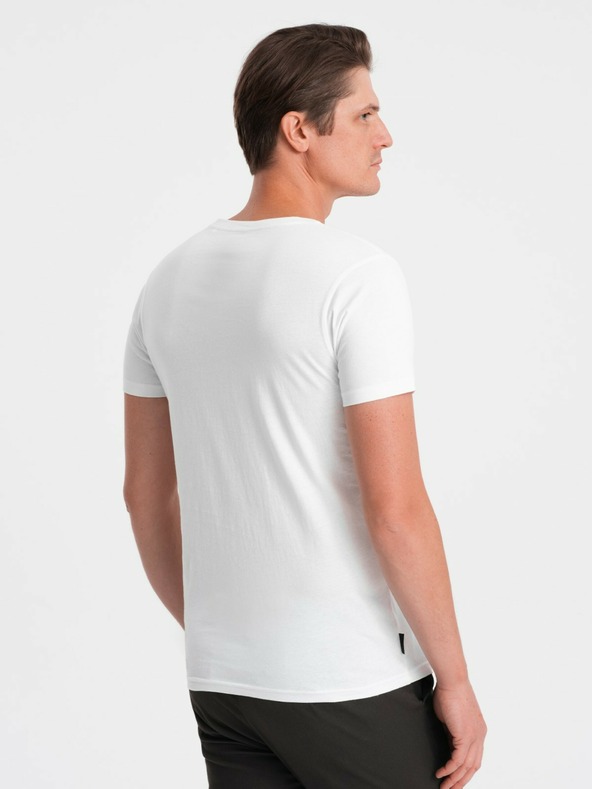 Ombre Clothing Weißes Herren-Basic-T-Shirt mit V-Ausschnitt Ombre Clothing