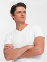 Ombre Clothing Weißes Herren-Basic-T-Shirt mit V-Ausschnitt Ombre Clothing
