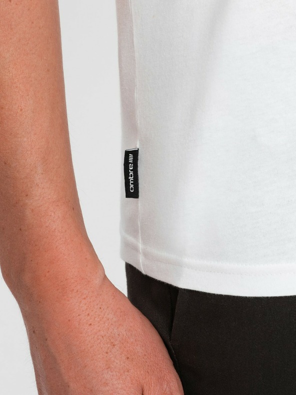 Ombre Clothing Weißes Herren-Basic-T-Shirt mit V-Ausschnitt Ombre Clothing