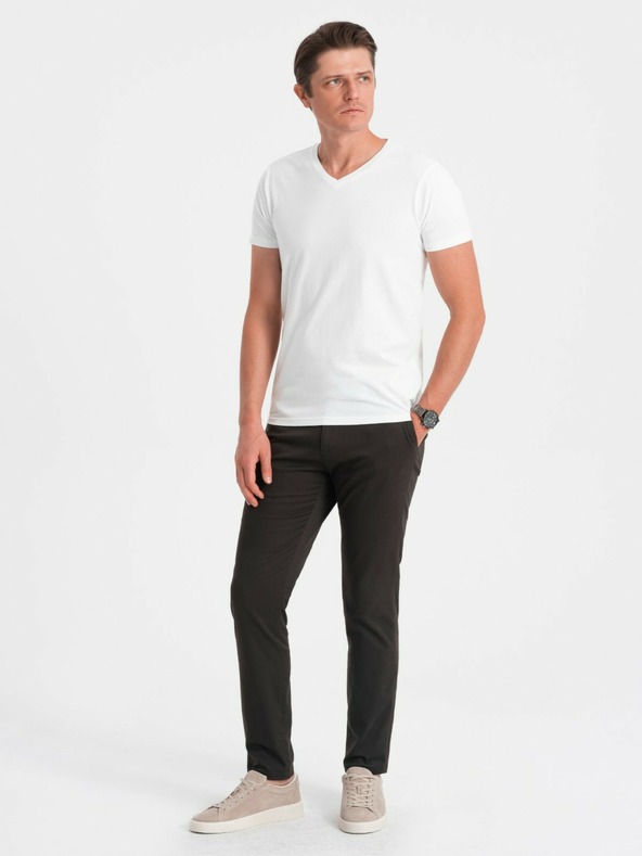 Ombre Clothing Weißes Herren-Basic-T-Shirt mit V-Ausschnitt Ombre Clothing