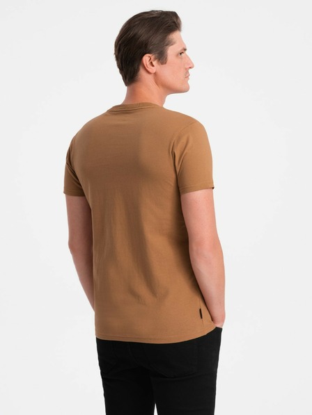 Ombre Clothing Braunes Herren Basic T-Shirt mit V-Ausschnitt Ombre Clothing