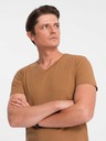Ombre Clothing Braunes Herren Basic T-Shirt mit V-Ausschnitt Ombre Clothing