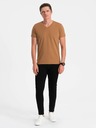 Ombre Clothing Braunes Herren Basic T-Shirt mit V-Ausschnitt Ombre Clothing