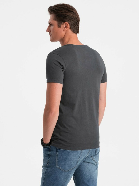 Ombre Clothing Dunkelgraues Herren Basic T-Shirt mit V-Ausschnitt Ombre Clothing
