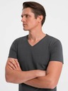 Ombre Clothing Dunkelgraues Herren Basic T-Shirt mit V-Ausschnitt Ombre Clothing
