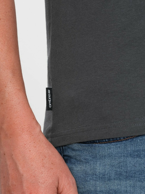 Ombre Clothing Dunkelgraues Herren Basic T-Shirt mit V-Ausschnitt Ombre Clothing