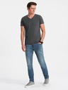 Ombre Clothing Dunkelgraues Herren Basic T-Shirt mit V-Ausschnitt Ombre Clothing