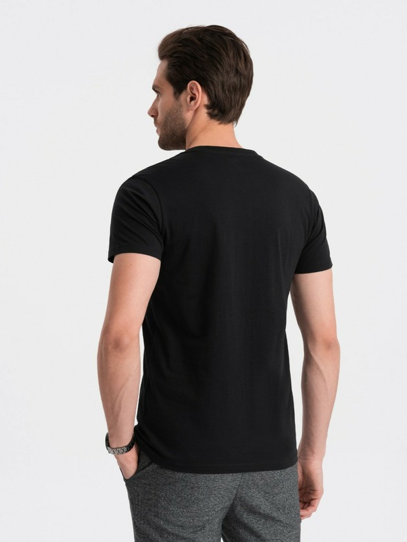 Ombre Clothing Schwarzes Herren-T-Shirt mit V-Ausschnitt Ombre Clothing