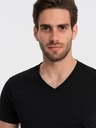 Ombre Clothing Schwarzes Herren-T-Shirt mit V-Ausschnitt Ombre Clothing