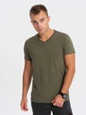 Ombre Clothing Khakifarbenes Herren-T-Shirt mit V-Ausschnitt Ombre Clothing