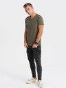 Ombre Clothing Khakifarbenes Herren-T-Shirt mit V-Ausschnitt Ombre Clothing